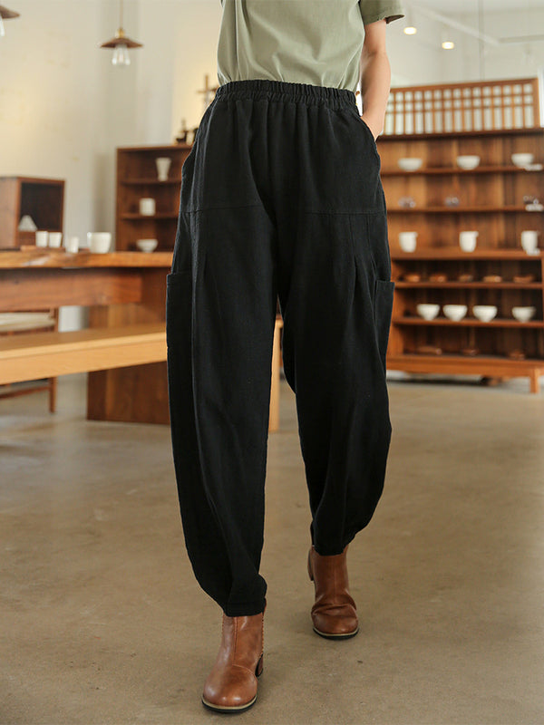 2021 Winter NEW! Women Sand-Washed Linen and Cotton Japanese Style Lantern Pants