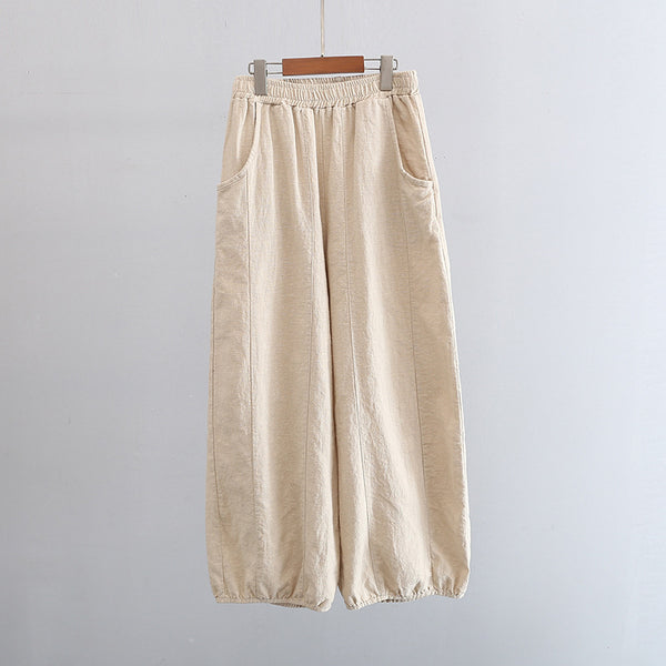 2022 Summer NEW! Women Retro Style Linen and Cotton Harem Cropped Pants