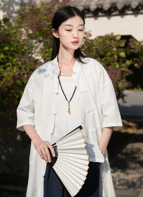 2022 Summer NEW! Women Linen and Cotton Loose Causal Style Cardigan Thin Middle Sleeves Coat