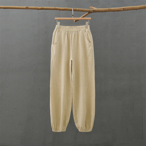 2021 Autumn NEW! Women Simple Causal Lantern Style Linen and Cotton Pants