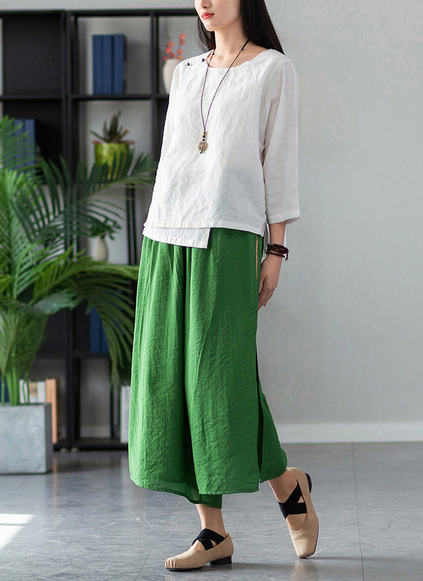 2022 Summer NEW! Women Zen Style Soft Wide Leg Cropped Pants