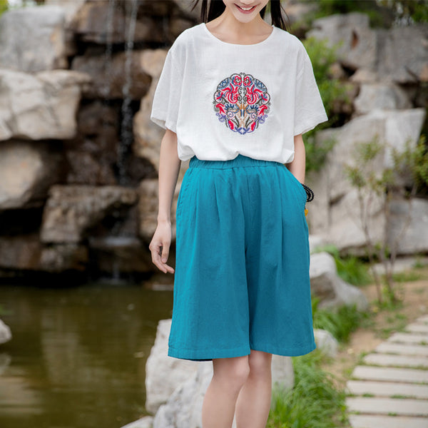 2022 Summer NEW! Women Retro Style Wrinkle Linen and Cotton Shorts