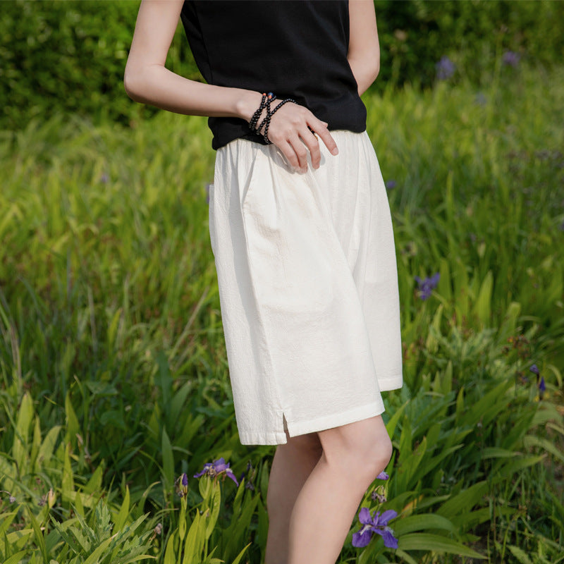 Summer NEW! Women Retro Style Wrinkle Linen and Cotton Shorts