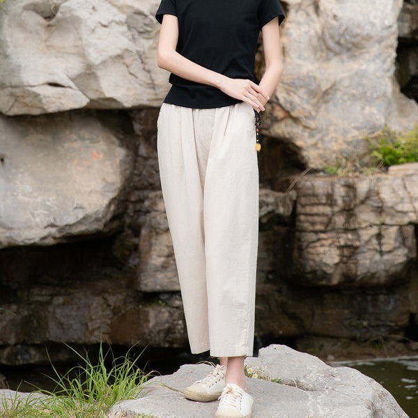 2022 Summer NEW! Women Causal Style Linen and Cotton Pegged Pants