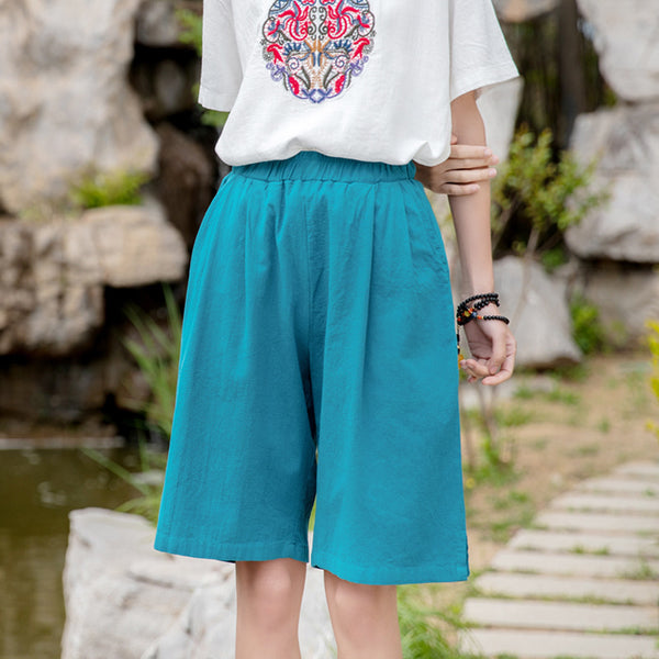 2022 Summer NEW! Women Retro Style Wrinkle Linen and Cotton Shorts