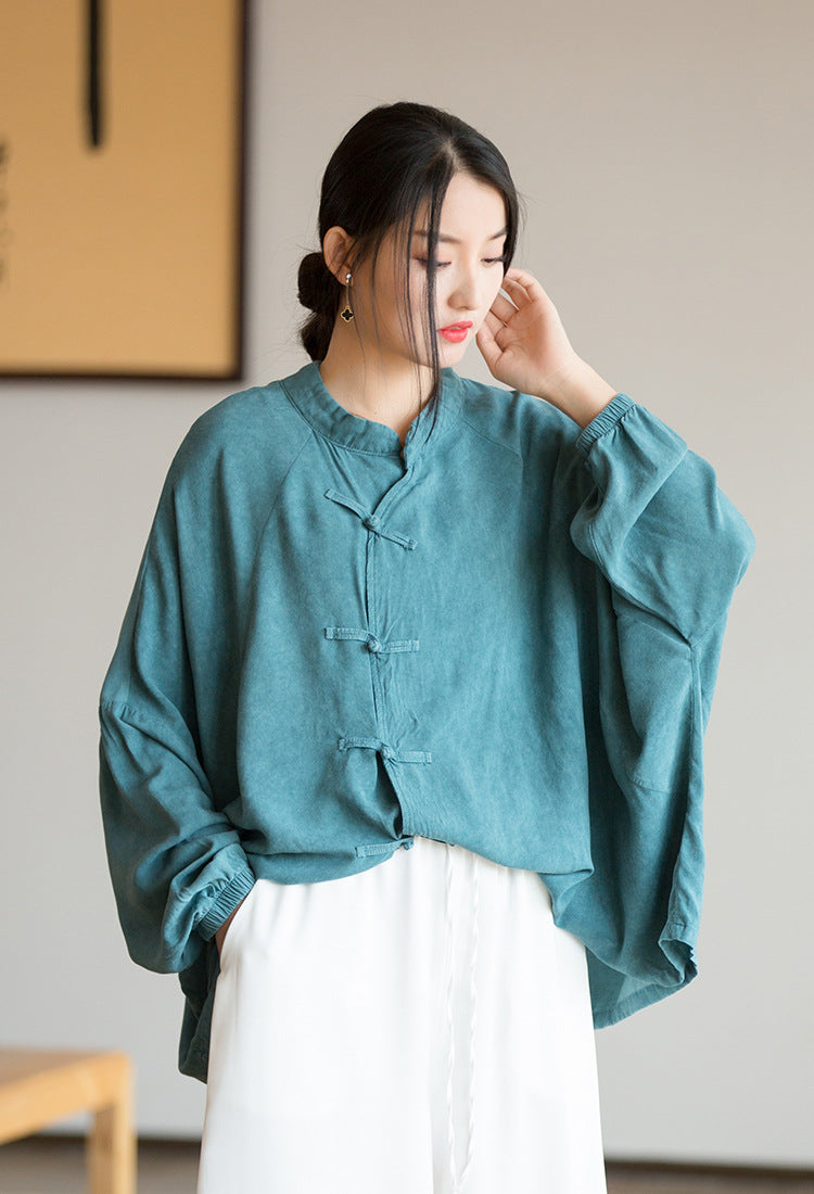 Summer NEW! Women Chinese Style Linen and Cotton Chinese Style Thin Shirt