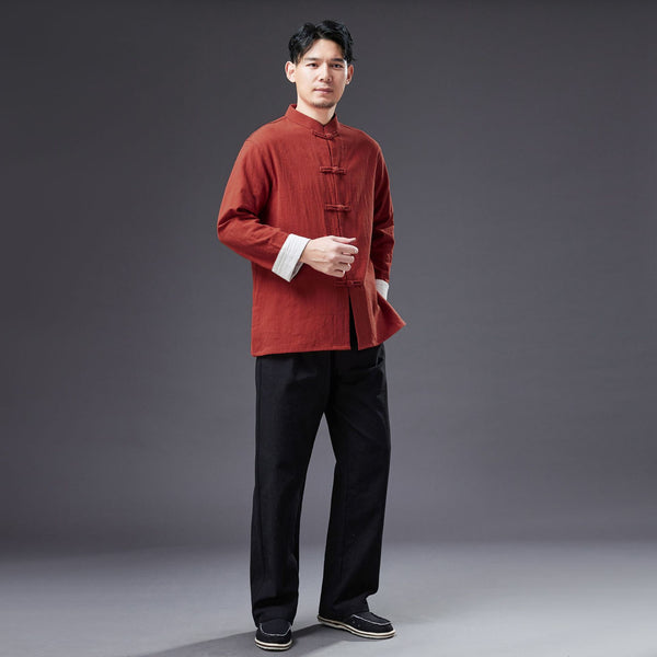 2022 Summer NEW! Men Zen Style Linen and Cotton Long Sleeve Middle Buckle Thin Jacket