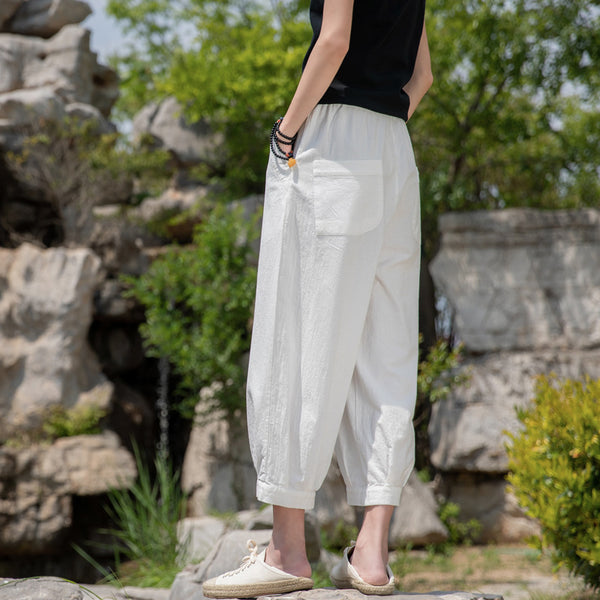 2022 Summer NEW! Women Modern Retro Style Linen and Cotton Cropped Pants