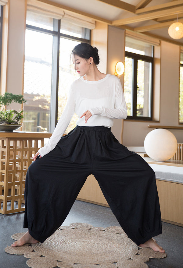 2022 Summer NEW! Women Modern Lantern Style Linen and Cotton Corpped Pants