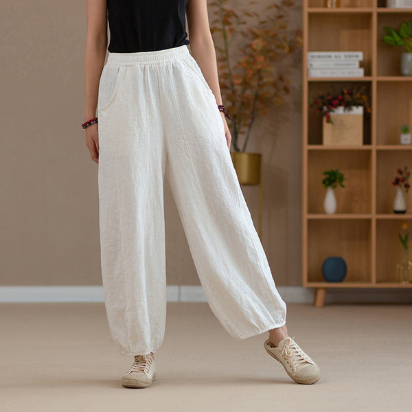 2022 Summer NEW! Women Retro Style Linen and Cotton Harem Cropped Pants