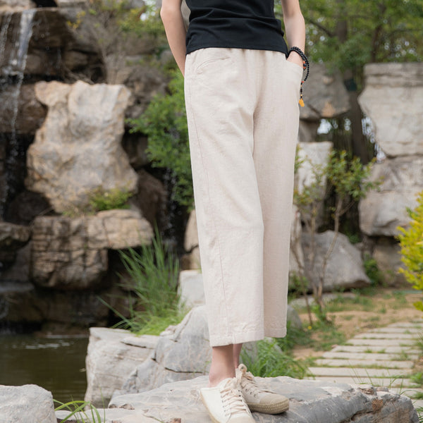 2022 Summer NEW! Women Causal Style Linen and Cotton Straight Leg Trousers