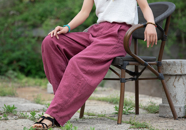 Women Lantern Style Linen and Cotton Causal Loose Pants