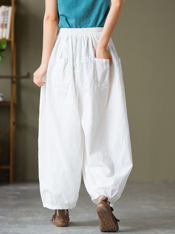 2021 Autumn NEW! Women Lantern Style Linen and Cotton Causal Loose Pants