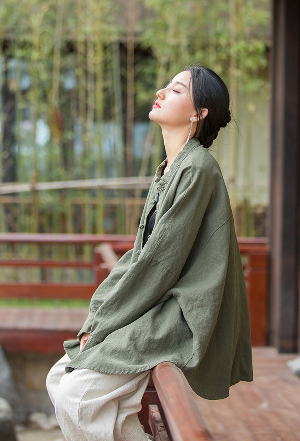 2022 Summer NEW! Women Linen and Cotton Loose Thin Zen Style cardigan Thin Jacket