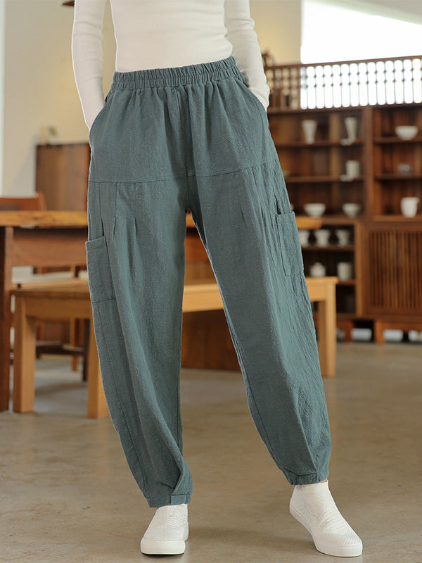 2021 Winter NEW! Women Sand-Washed Linen and Cotton Japanese Style Lantern Pants