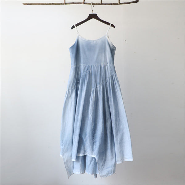 Women Loose Linen and Cotton Dyed Color Slip Dress