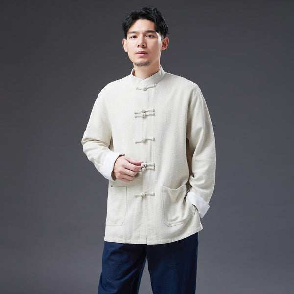 2022 Summer NEW! Men Asian Style Linen and Cotton Long Sleeve Cardigan Thin Jacket