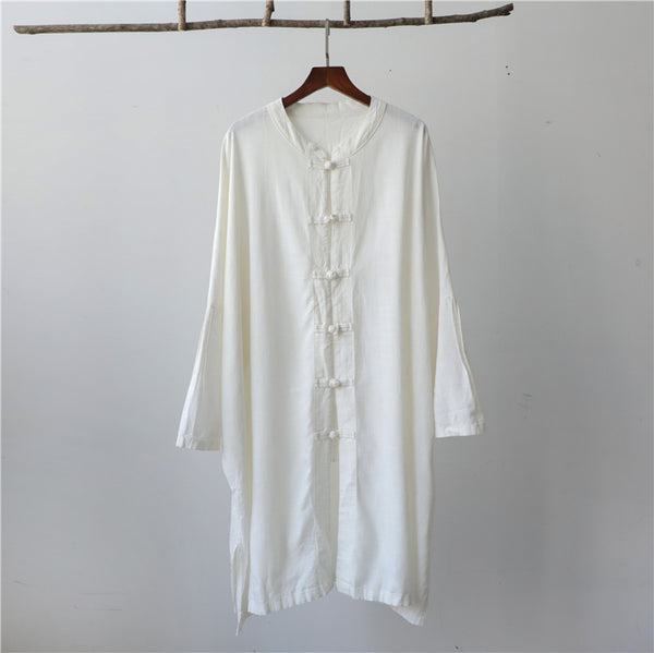 Women Zen Style Linen and Cotton Long Sleeves Thin Tunic Jacket