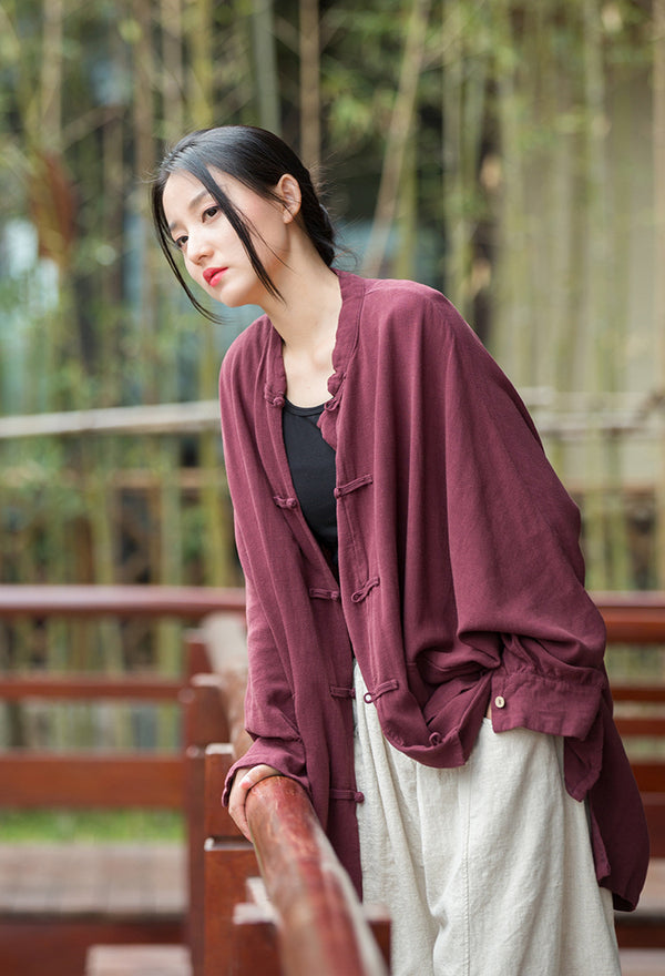 2022 Summer NEW! Women Linen and Cotton Loose Thin Chinese Style Long Jacket