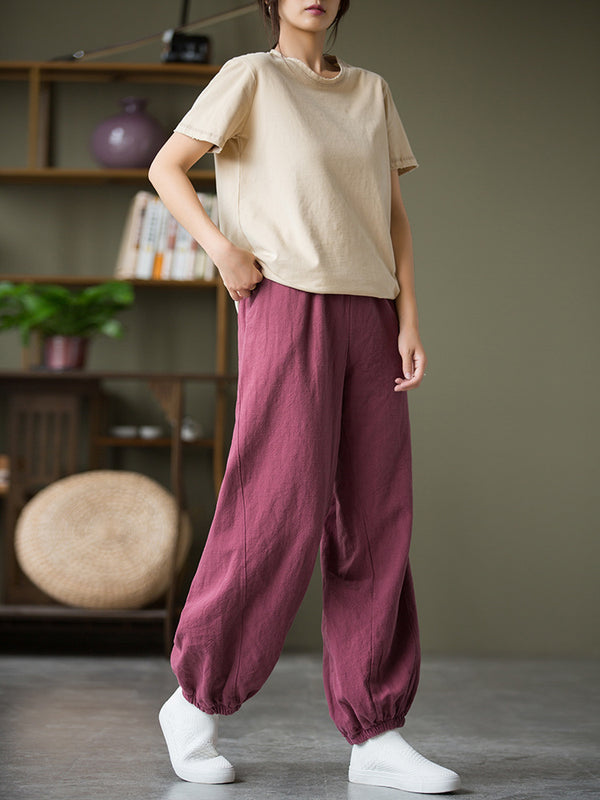 2021 Autumn NEW! Women Sport Style Lantern Leisure Linen and cotton Pants