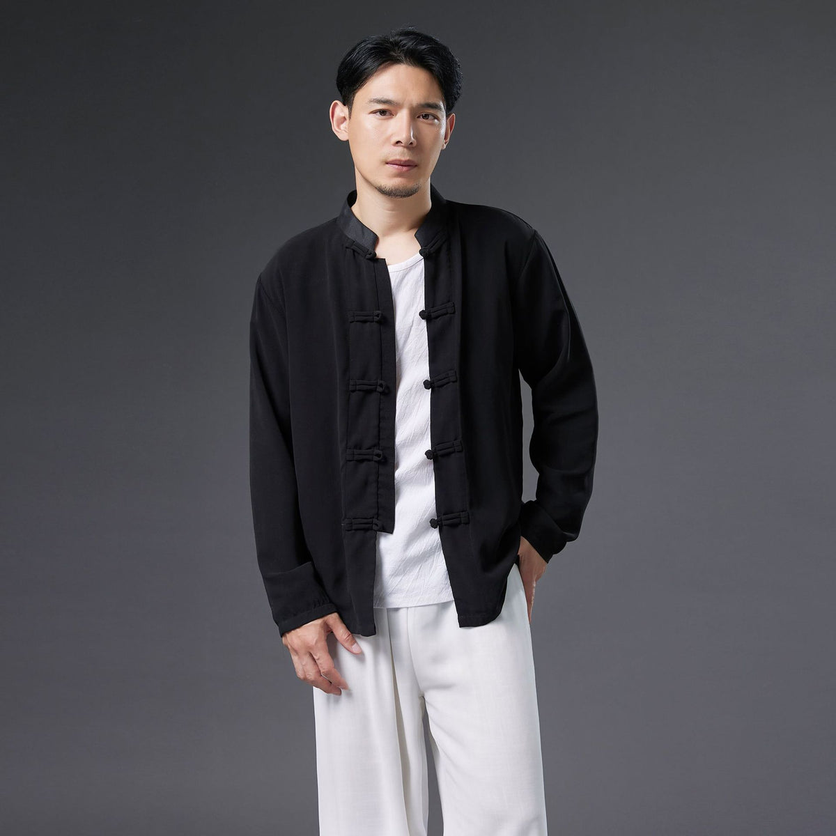 Autumn NEW! Men Asian Style Linen and Cotton Long Sleeve Cardigan Thin Jacket