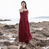 Women Loose Linen and Cotton Pure Color Slip Dress