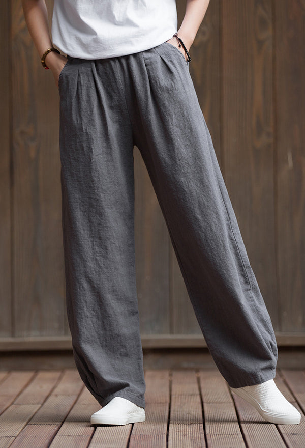 2022 Summer NEW! Women Sport Style Lantern Leisure Sand Washed Linen and cotton Pants