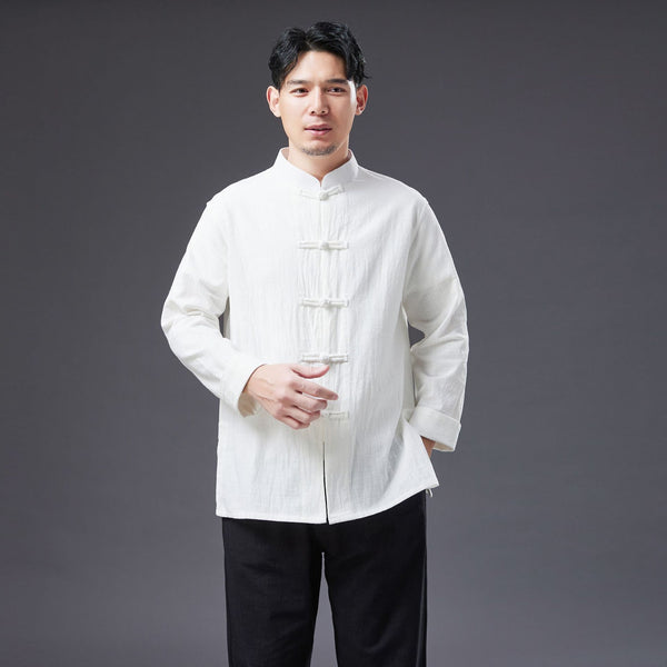 2022 Summer NEW! Men Zen Style Linen and Cotton Long Sleeve Middle Buckle Thin Jacket