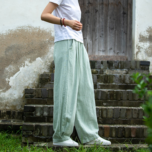 2021 Autumn NEW! Women Modern Causal Lantern Style Loose Linen and Cotton Pants