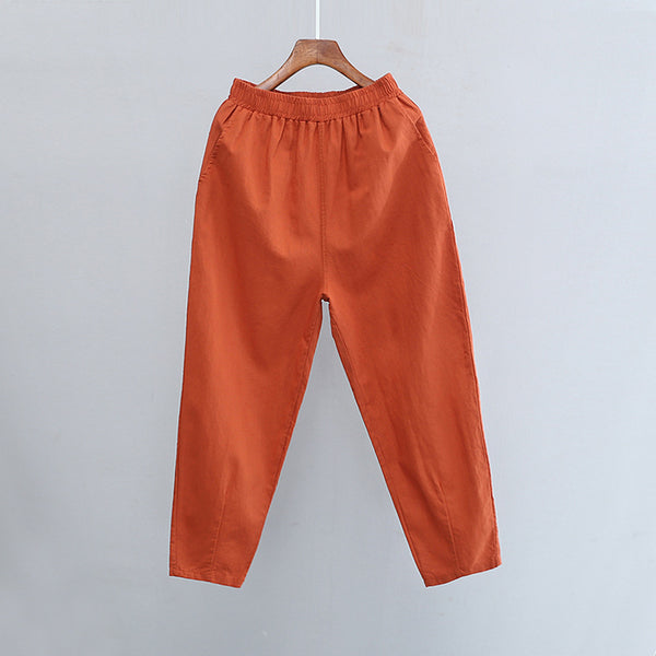 2022 Summer NEW! Women Simple Causal Lantern Style Linen and Cotton Pegged Pants