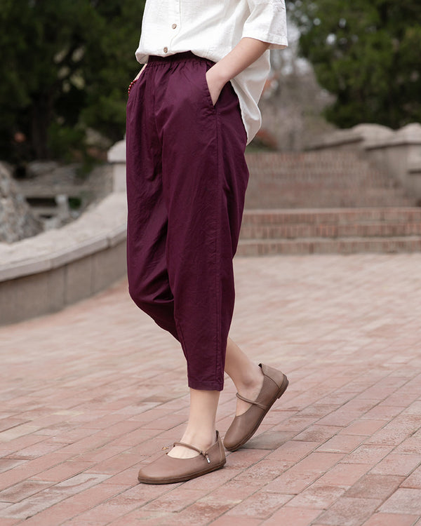 2022 Summer NEW! Women Simple Causal Lantern Style Linen and Cotton Pegged Pants