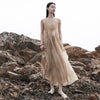 Women Extra Loose Comfortable Linen and Cotton Dyed Color Slip Dress