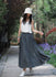 Women Simple Linen and Cotton Loose Accordion Skirt