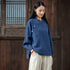 2021 Autumn NEW! Women Retro Chinese Style Linen and Cotton Side Buckle Collar Blouse