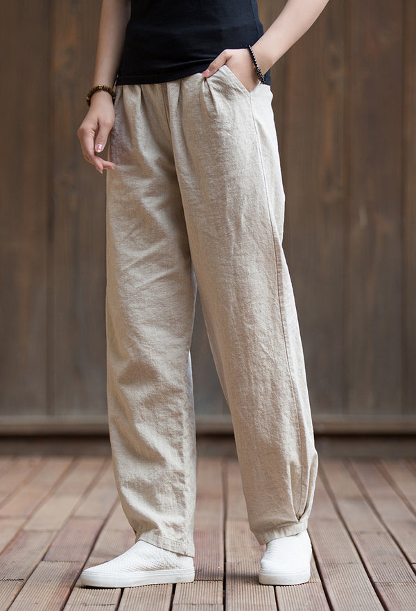 2022 Summer NEW! Women Sport Style Lantern Leisure Sand Washed Linen and cotton Pants