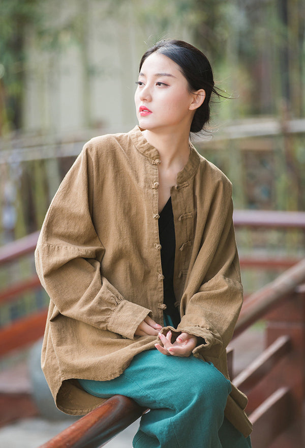 2022 Summer NEW! Women Linen and Cotton Loose Thin Zen Style cardigan Thin Jacket