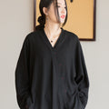 Summer NEW! Women Chinese Style Linen and Cotton V-necked Loose Mid Sleeve T-Shirt