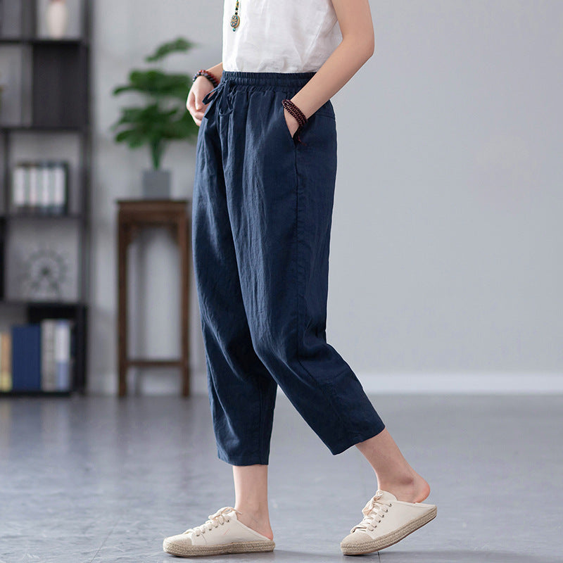 2022 Summer NEW! Women Causal Style Linen and Cotton Waist Belt Croppe