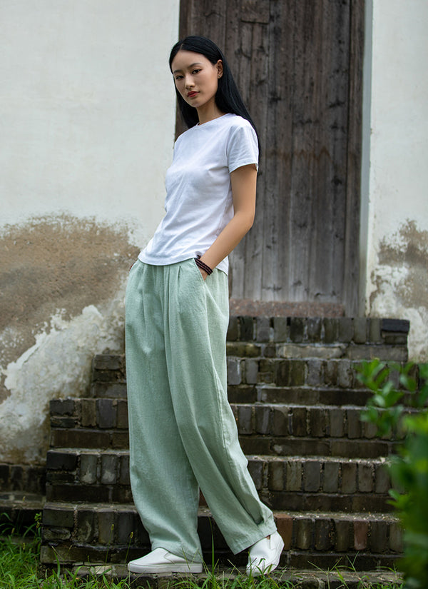 2021 Autumn NEW! Women Modern Causal Lantern Style Loose Linen and Cotton Pants