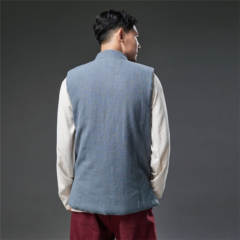 Autumn NEW! Men Retro Chinese Style Linen and Cotton Quilted Vest