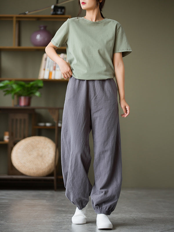 2021 Autumn NEW! Women Sport Style Lantern Leisure Linen and cotton Pants