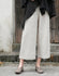 Women Casual Style Linen and Cotton Lantern Cropped Wide Leg Pants