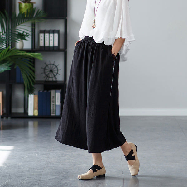 2022 Summer NEW! Women Zen Style Soft Wide Leg Cropped Pants