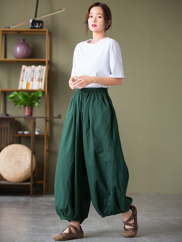 2021 Autumn NEW! Women Lantern Style Linen and Cotton Causal Loose Pants