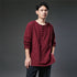 2021 Autumn NEW! Men Retro Style Linen and Cotton Pullover Long Sleeve T-shirt