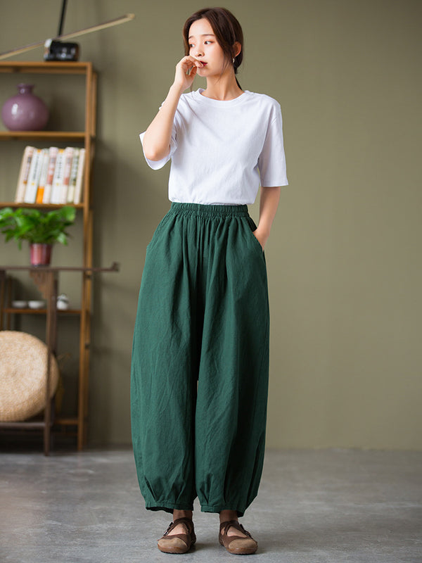 2021 Autumn NEW! Women Lantern Style Linen and Cotton Causal Loose Pants