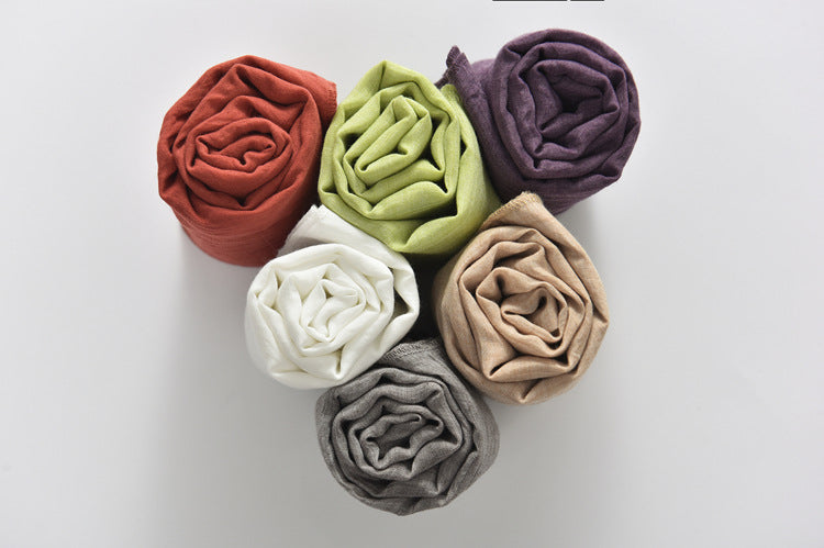 Summer NEW! Women Simple Pure Color Linen and Cotton Scarf