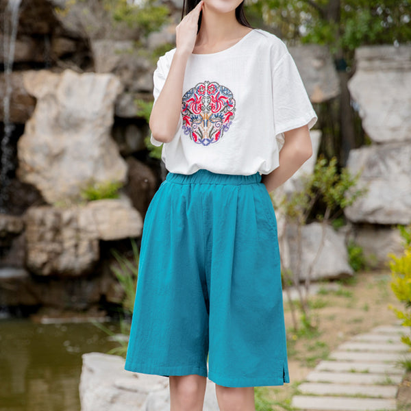 2022 Summer NEW! Women Retro Style Wrinkle Linen and Cotton Shorts