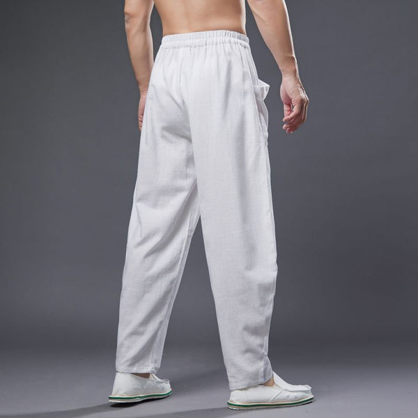 2022 Summer NEW! Men Causal Style Linen and Cotton Big Pockets Small Leg Pants