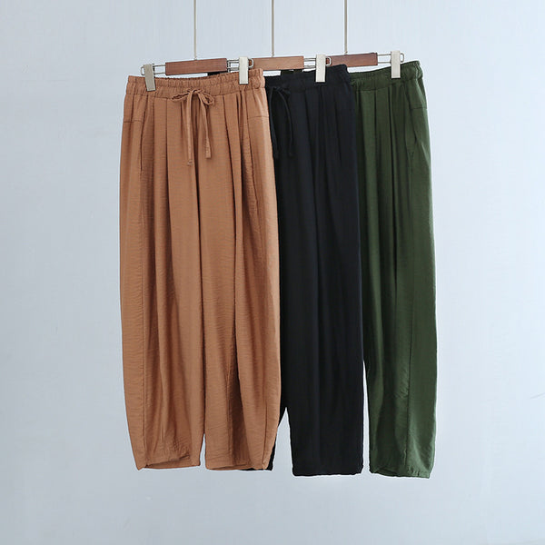 2022 Summer NEW! Women Retro Style Linen and Cotton Patchwork Pegged Pants